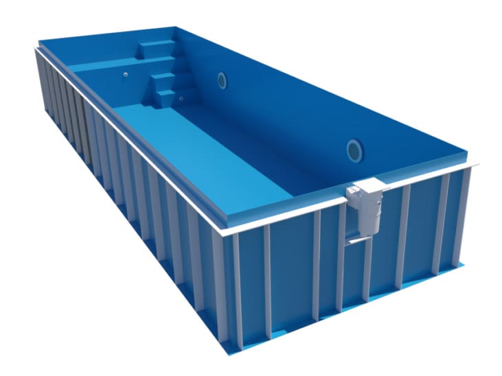 dura polymer rectangle pool with mini bench
