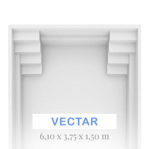 vectar 6.1 x 3.75 x 1.5m fibreglass swimming pool