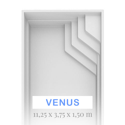 venus 11.25 x 3.75 x 1.5m large fibreglass swimming pool with steps