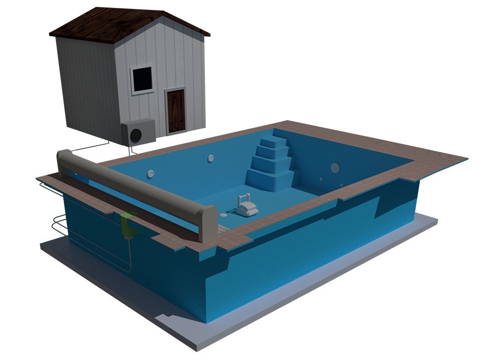 polyester pool kit 3D diagram