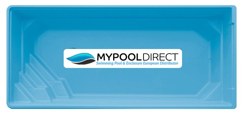 sycillia rectangle swimming pool corner entry steps 8m x 3.7m x 1.5m, metallic blue finish