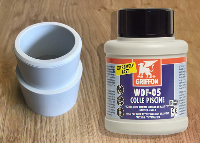 grey 50mm unions + glue grey 50mm unions + glue
